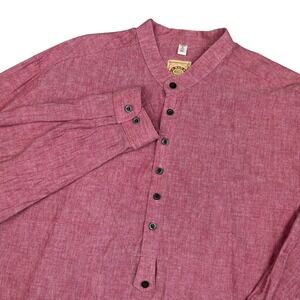 Wah Maker Frontier Clothing Western Shirt XL Red Cotton Band Collar Made in USA
